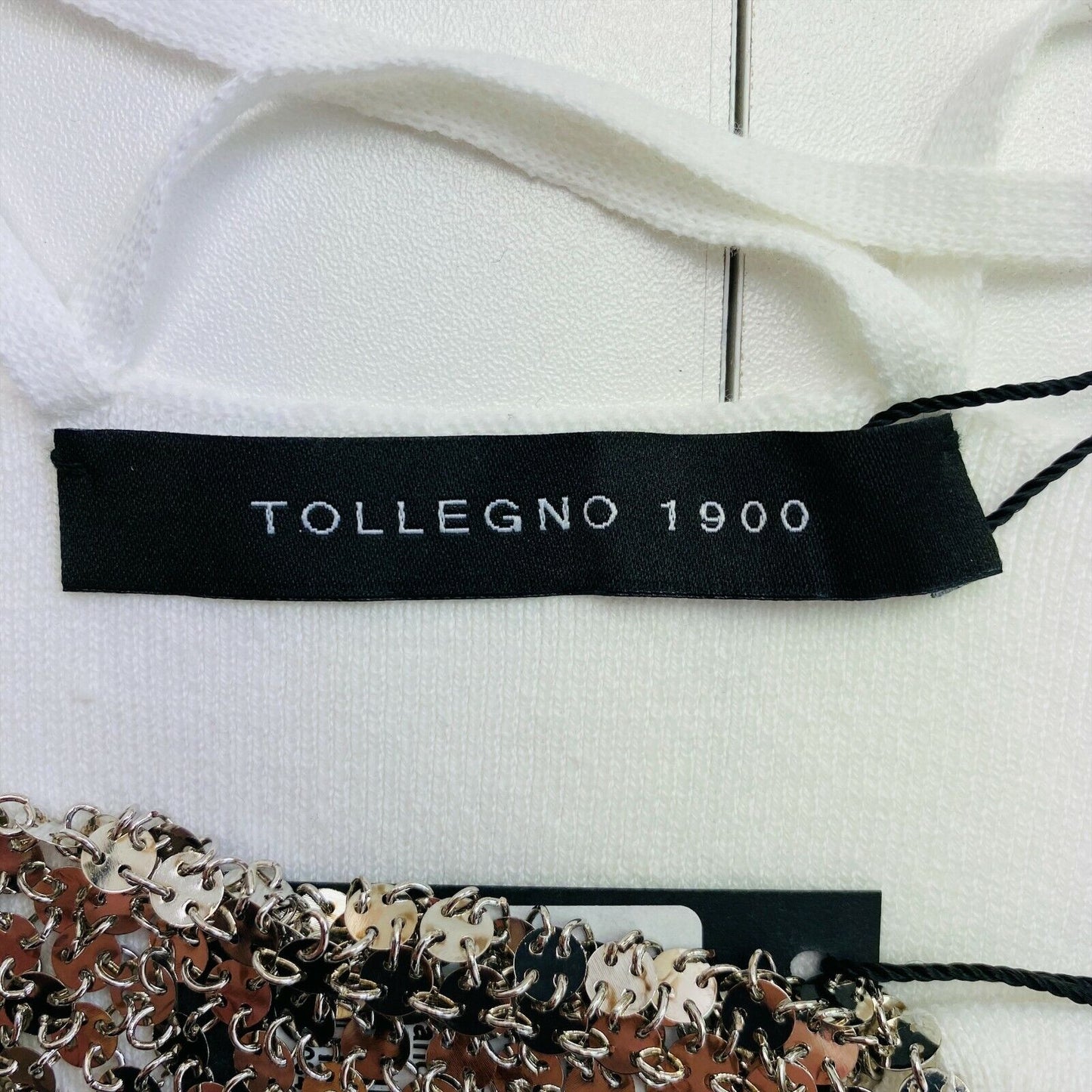 TOLLEGNO 1990 Weißes Tanktop mit V-Ausschnitt, Größe 48 EU 44 UK 16 US 14