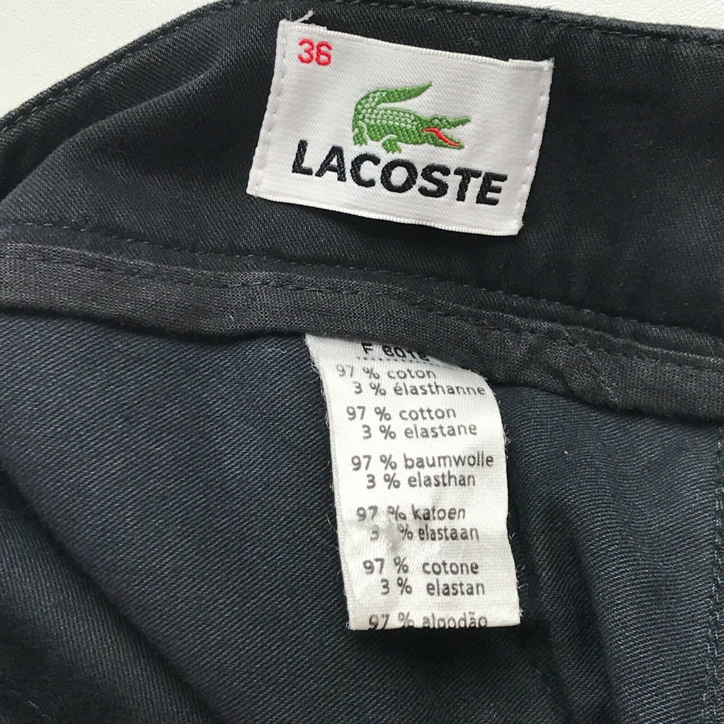 LACOSTE Women Black Loose Straight Fit Trousers Size 36 W28