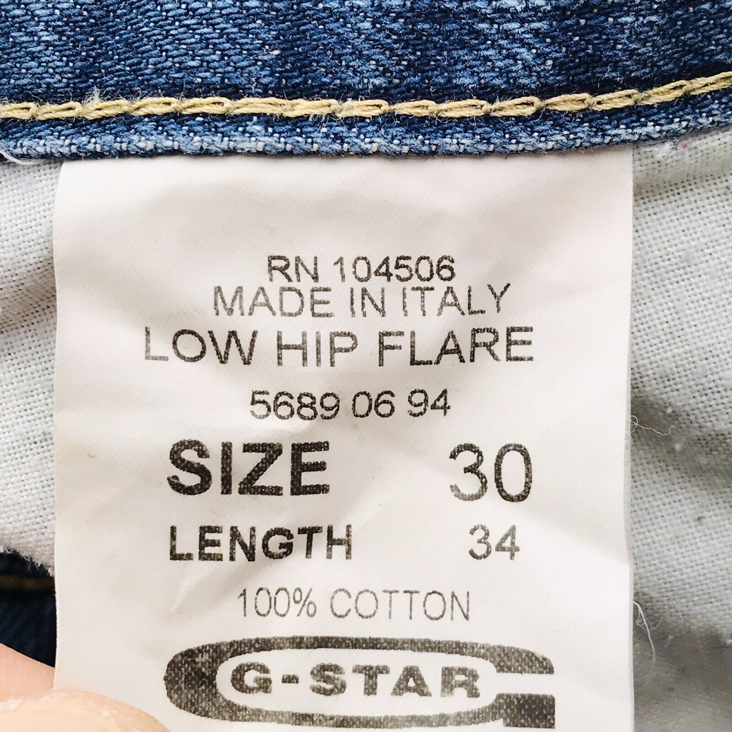 G-STAR RAW Women Blue Low Rise Hip Flared Fit Jeans Size W30 L32 Made In Italy