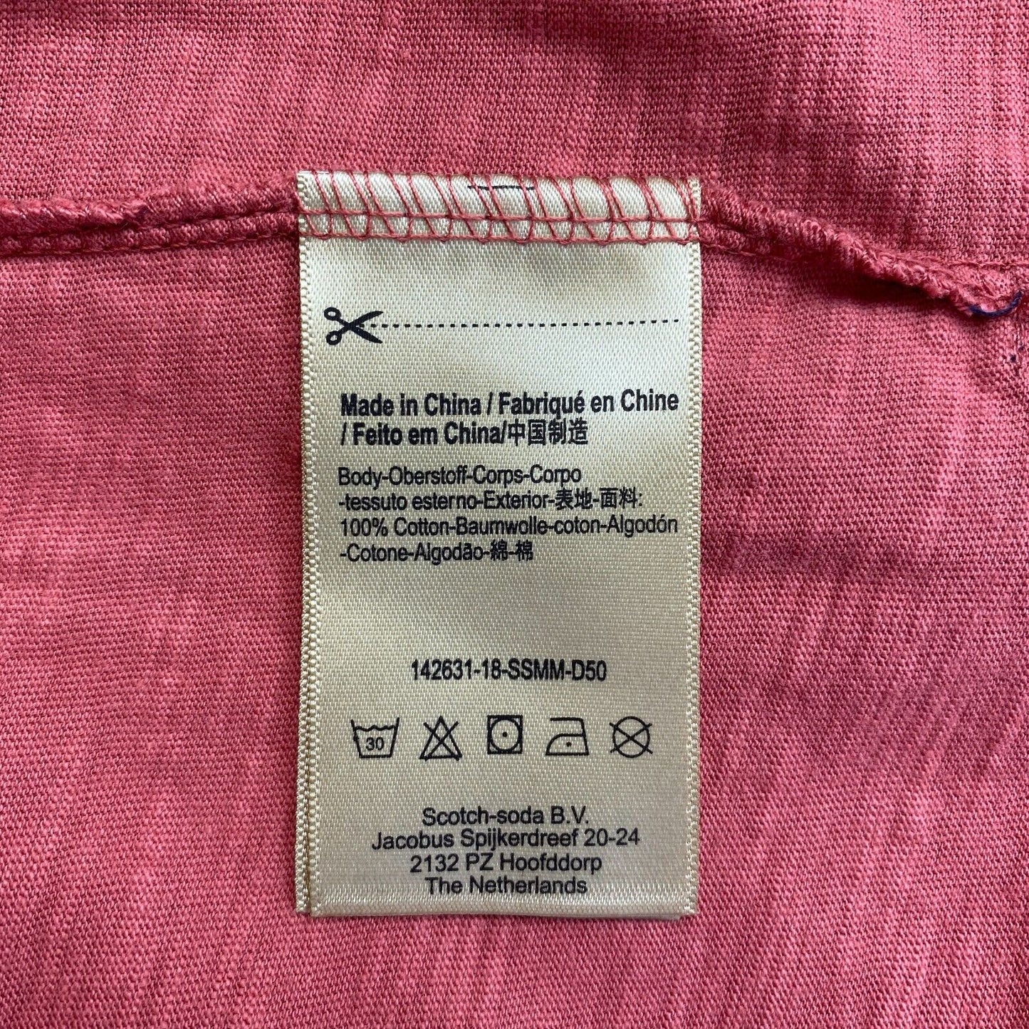 SCOTCH &amp; SODA T-Shirt mit Rundhalsausschnitt, 3/4-Ärmel, Dunkelrosa, Größe S 2XL