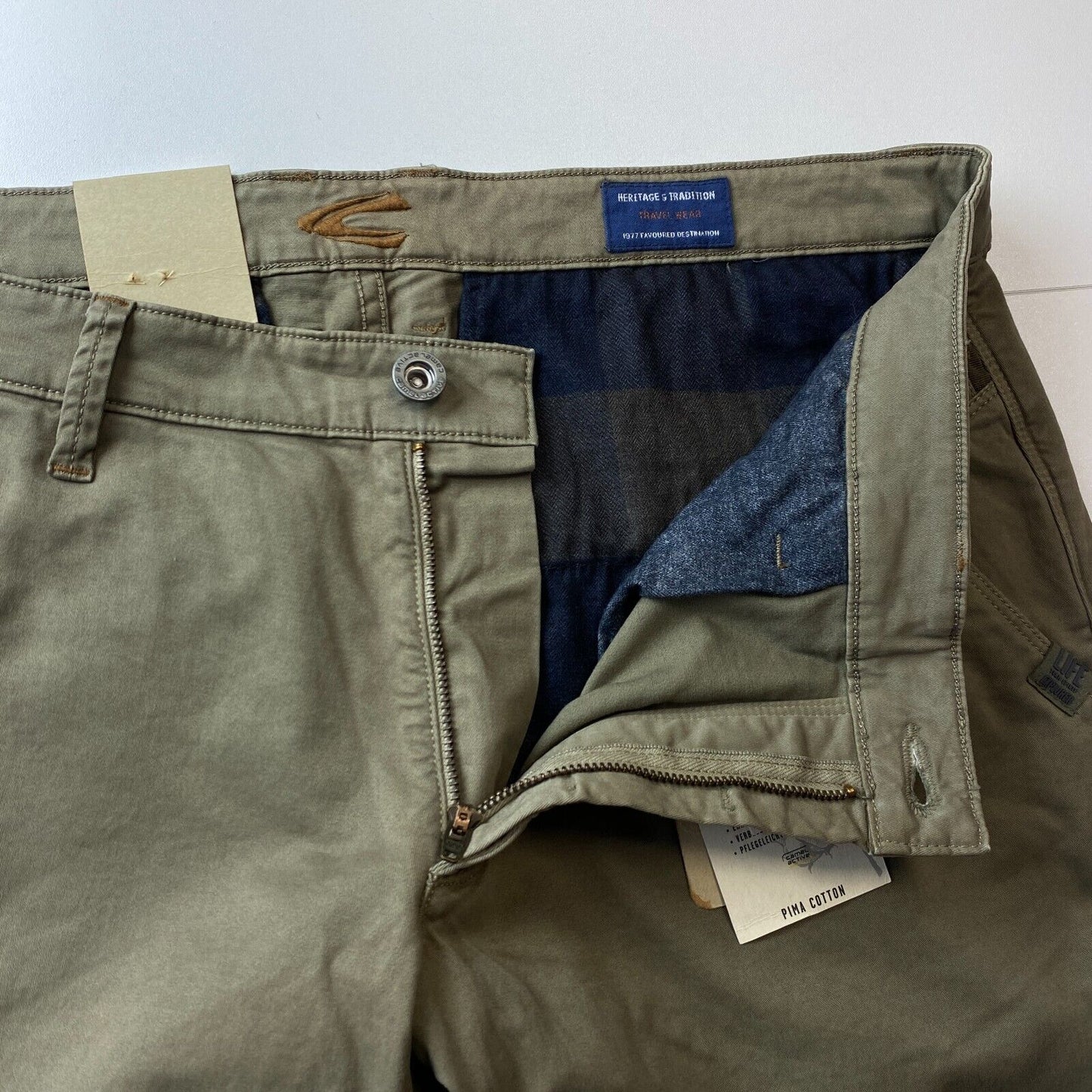 Camel Active MADISON Pantalon chino moderne coupe slim vert kaki W34 L30