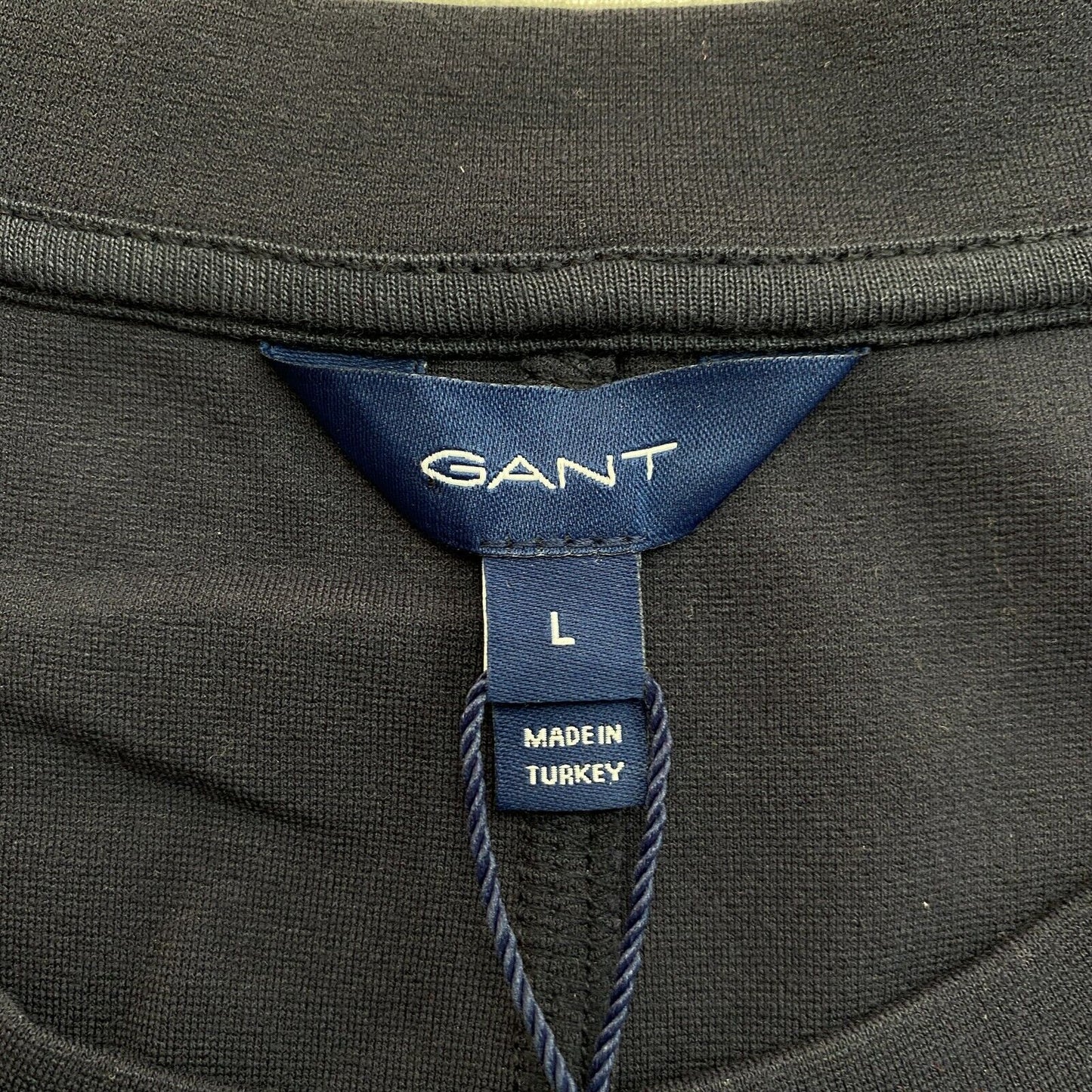 GANT Marineblaues A-Linien-Jersey-Kleid mit Rundhalsausschnitt, kurzärmelig, Größe L