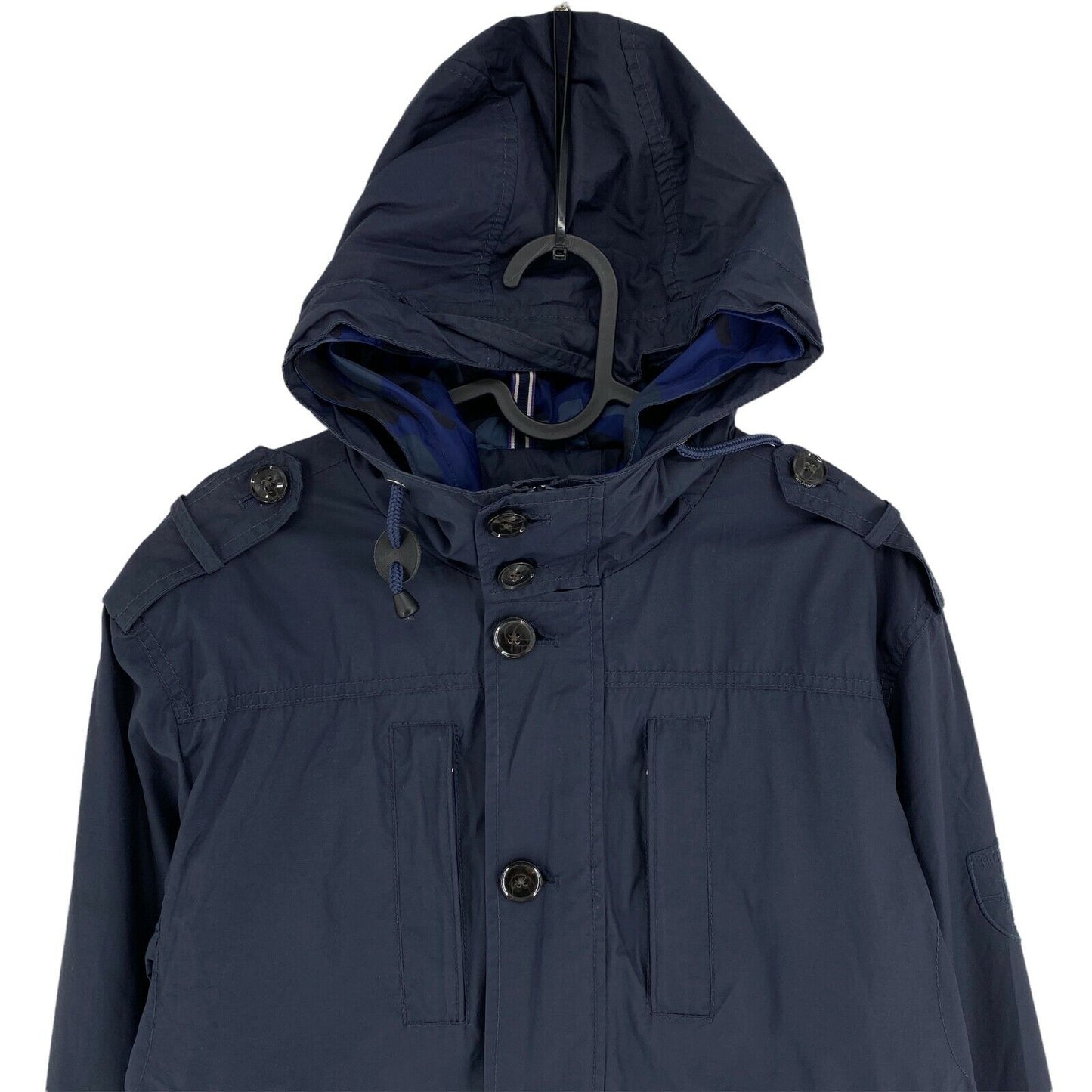 TOMMY HILFIGER Navy Blue Cotton Blend Hooded Jacket Size M