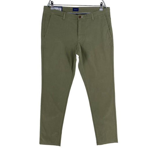 GANT Green Slim Satin Chino Pants Trousers Size W35 L34