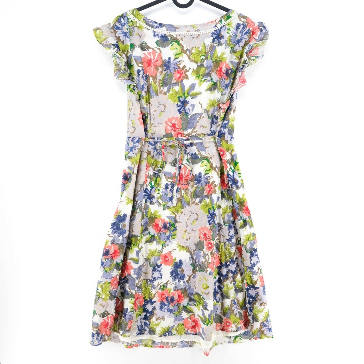 ESPRIT White Floral Print V Neck Dress Size EU 44 UK 18 US 14