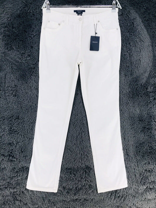 RRP €135 GANT Women White Regular Straight Fit Chino Pants Trousers W29 L34