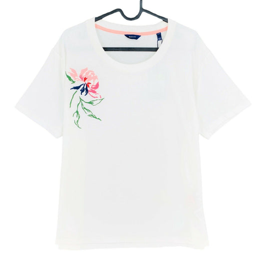 GANT White Peonies Crew Neck T Shirt Size L 2XL