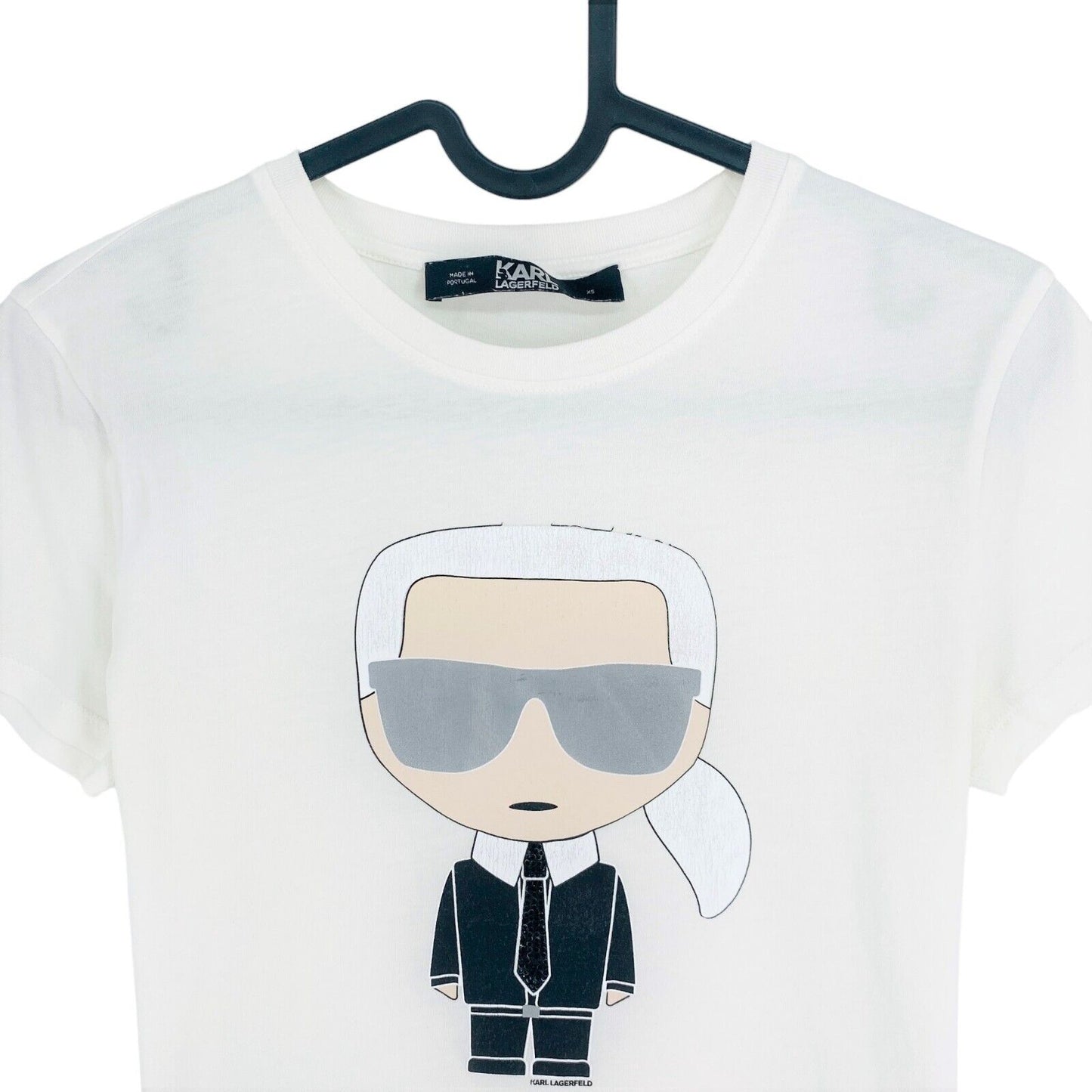 Karl Lagerfeld Blanc Ikonik Karl Crew Neck T-Shirt Top Taille XS