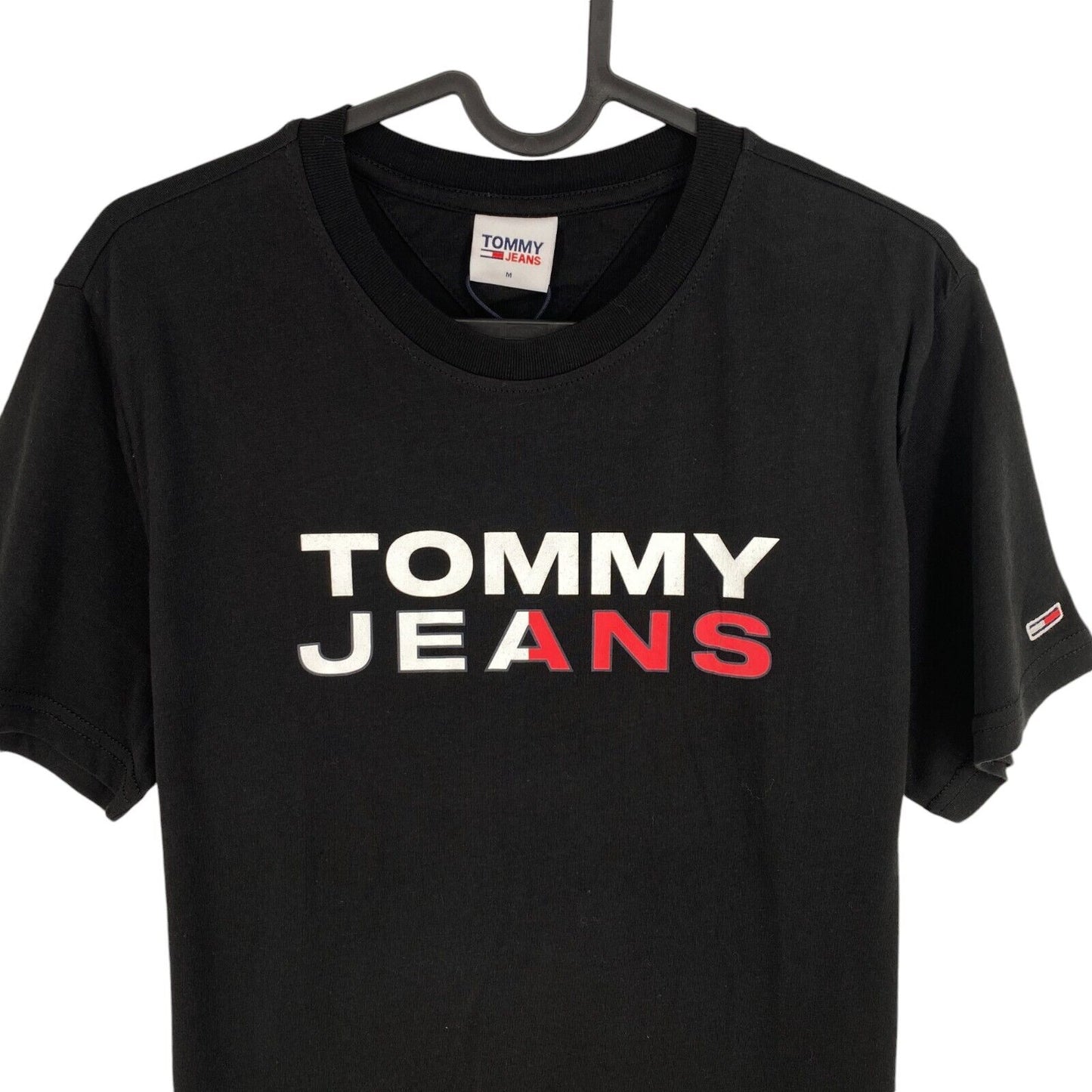 TOMMY HILFIGER JEANS Men Black Graphic Short Sleeve Crew Neck T-Shirt Size M