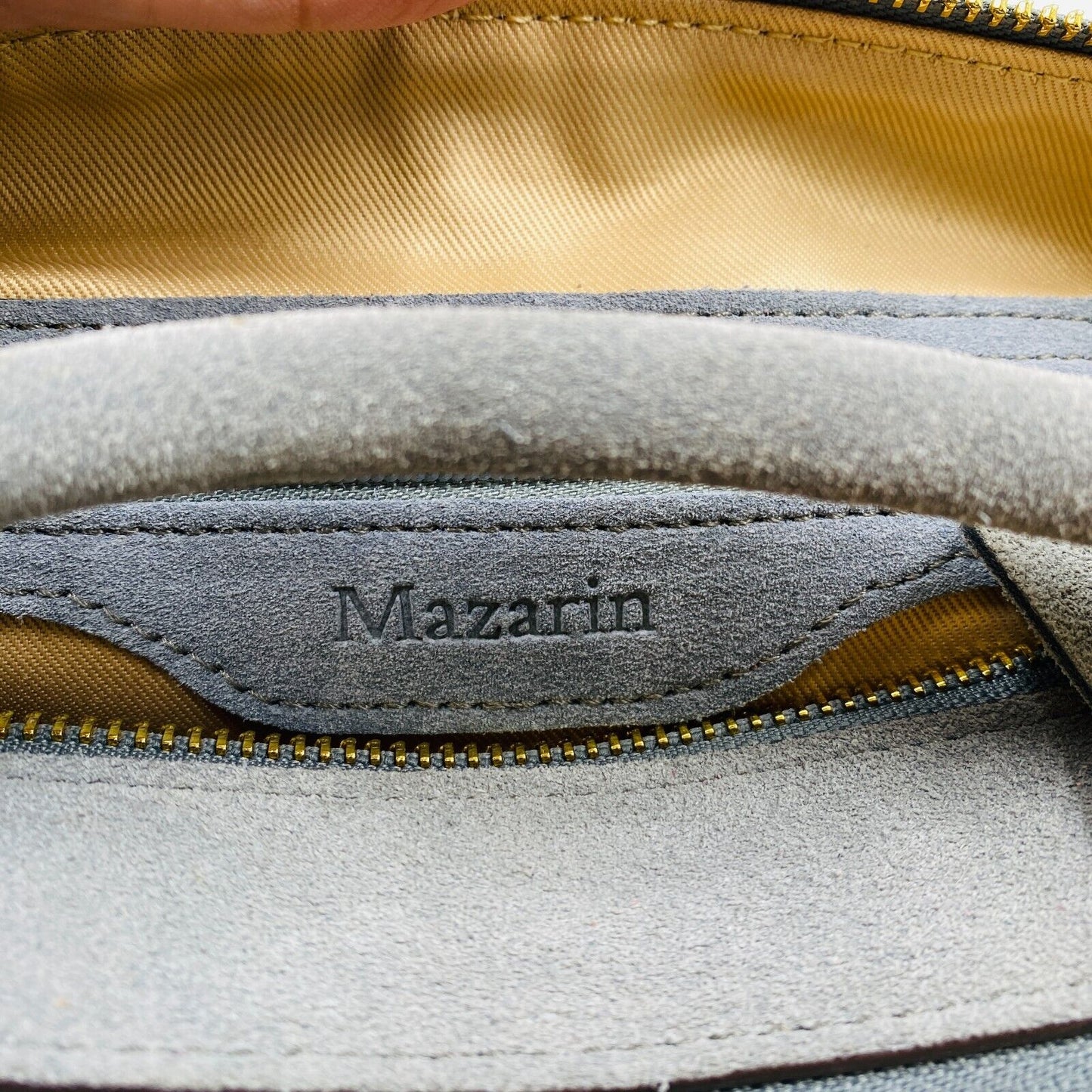 MAZARIN Sac en cuir suédé gris poignée supérieure sac à main sac à bandoulière