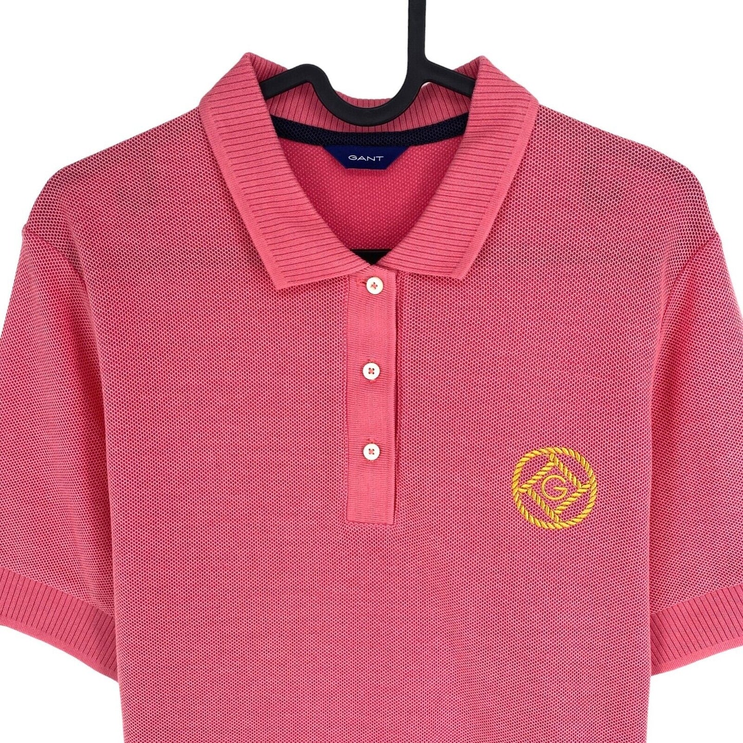 GANT Women Pink Rope Icon Short Sleeves Pique Polo Shirt Size L