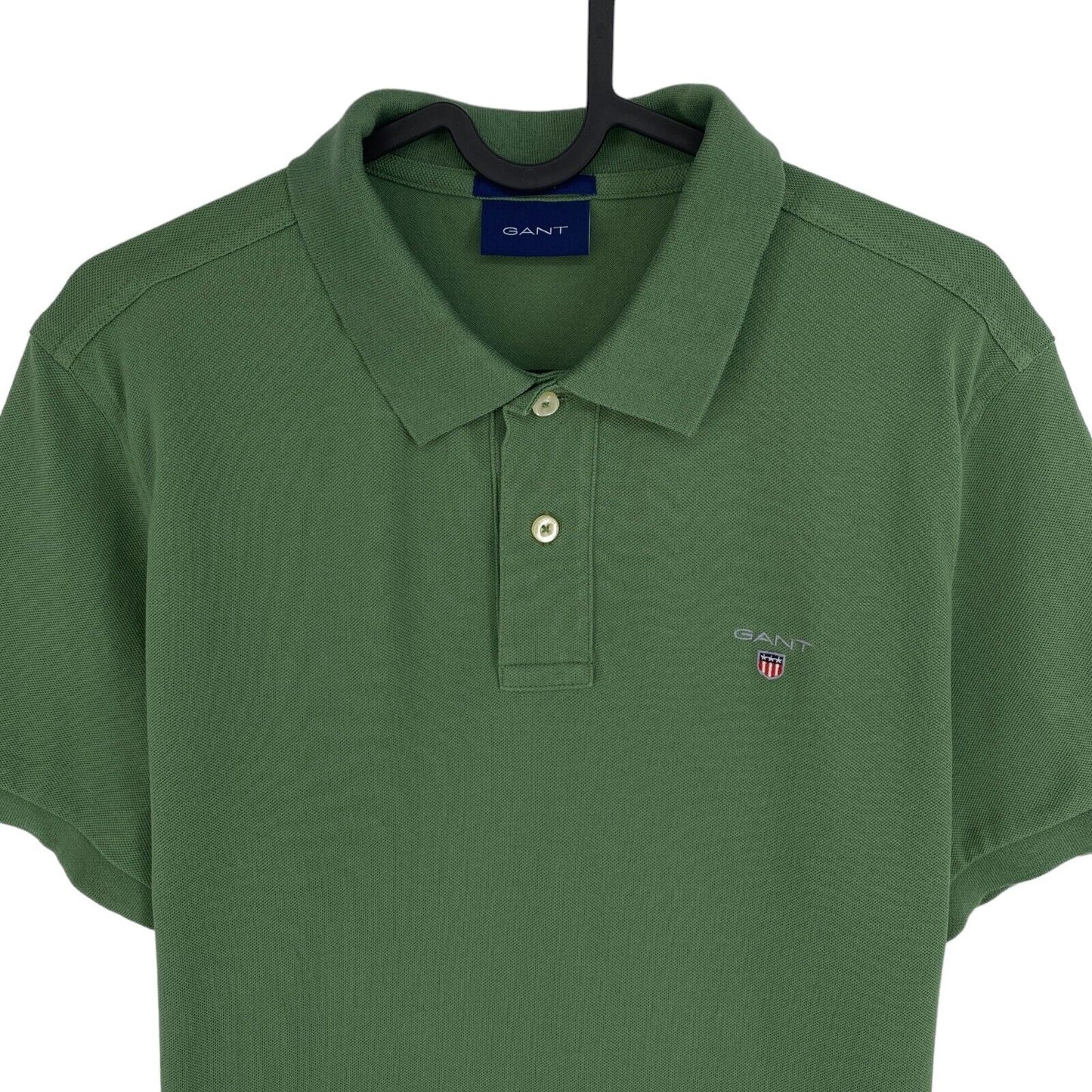 GANT Men Green Original Regular Fit Pique Rugger Short Sleeves Polo Shirt Size M