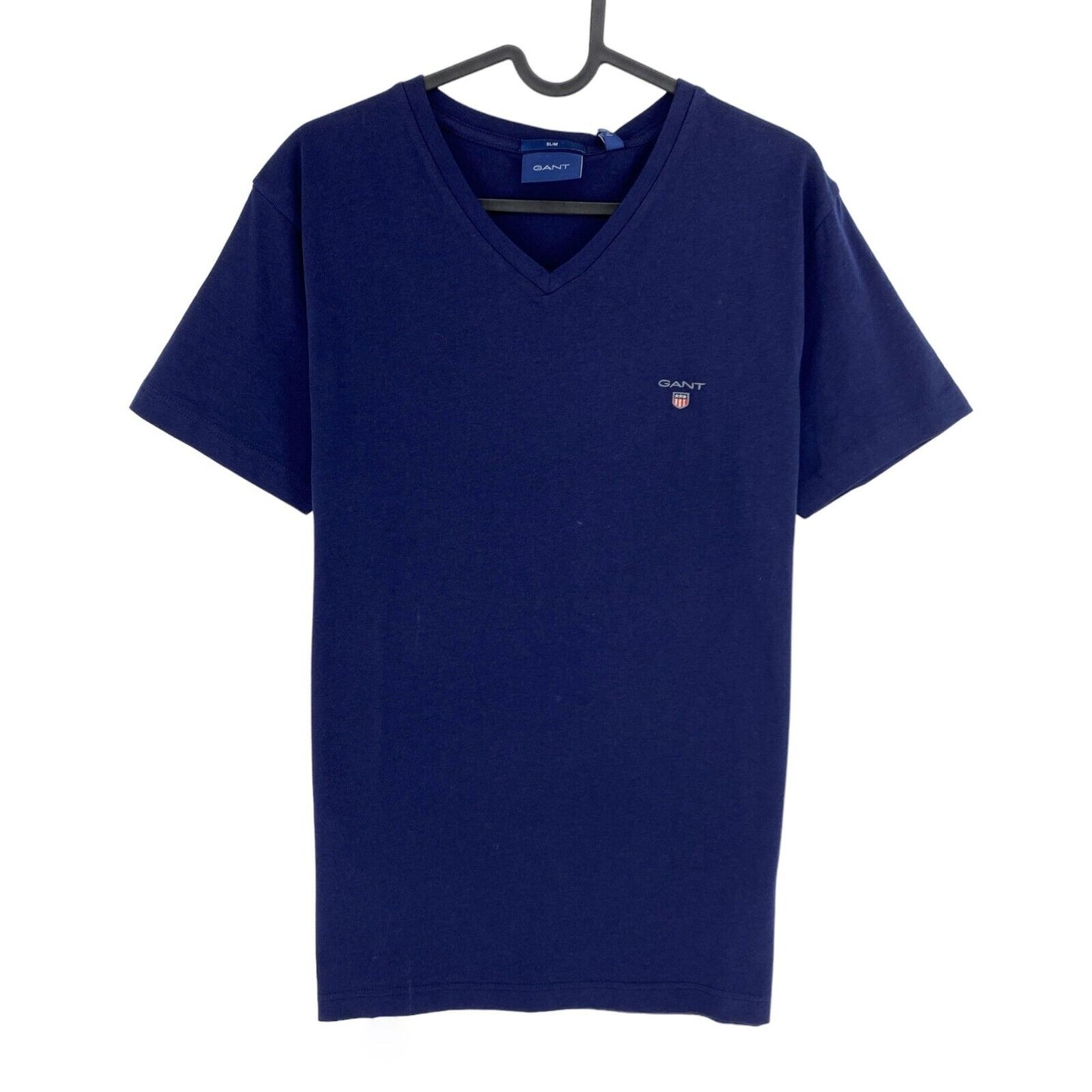 GANT Marineblaues Original Slim Fit T-Shirt mit V-Ausschnitt, Größe M