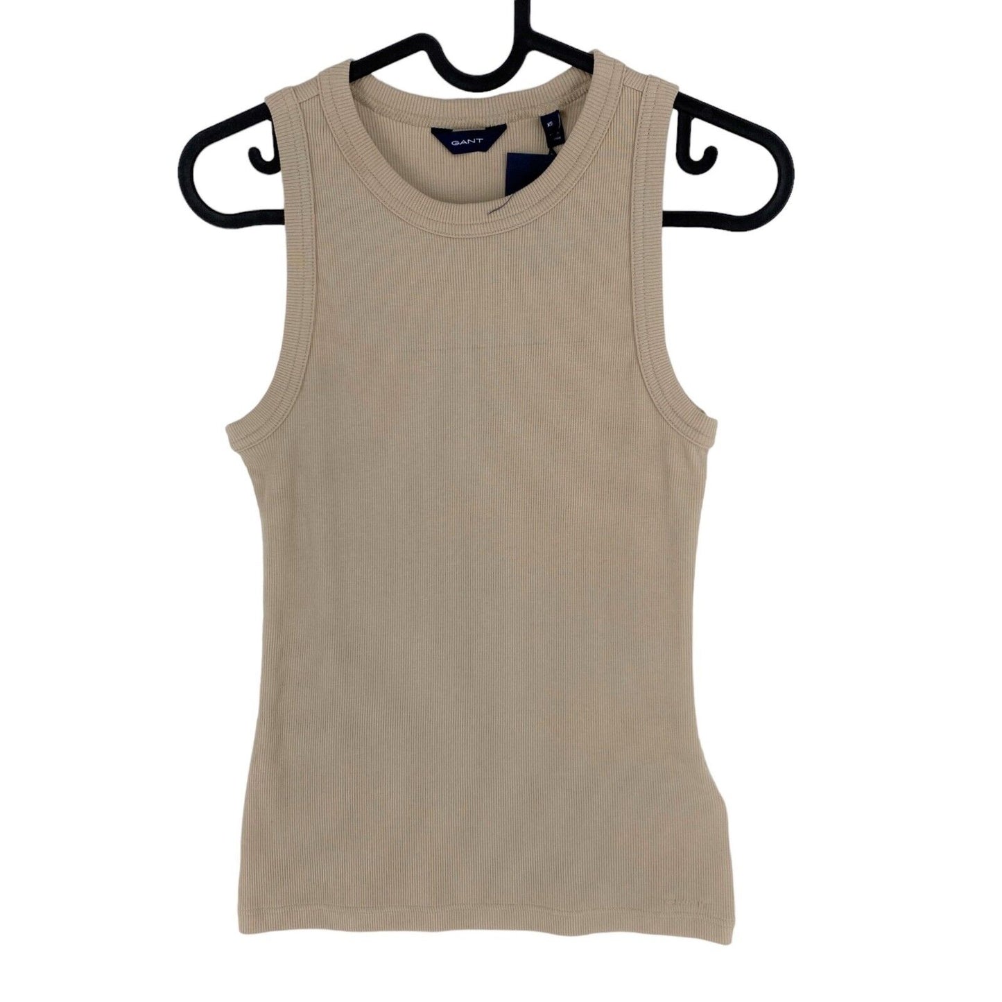 GANT – Tanktop mit hohem Kragen und Rippenmuster, Größe XS, Braun