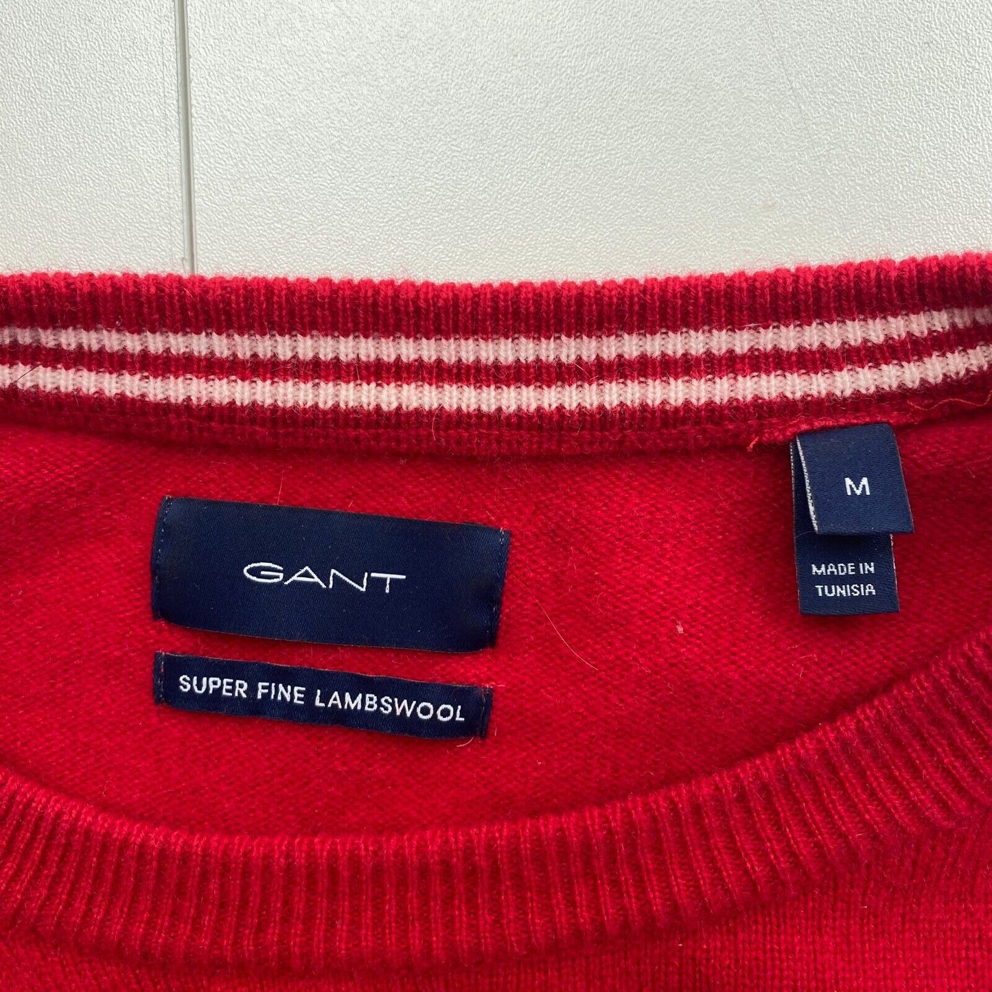 GANT Red 100% Wool Crew Neck Sweater Pullover Size M