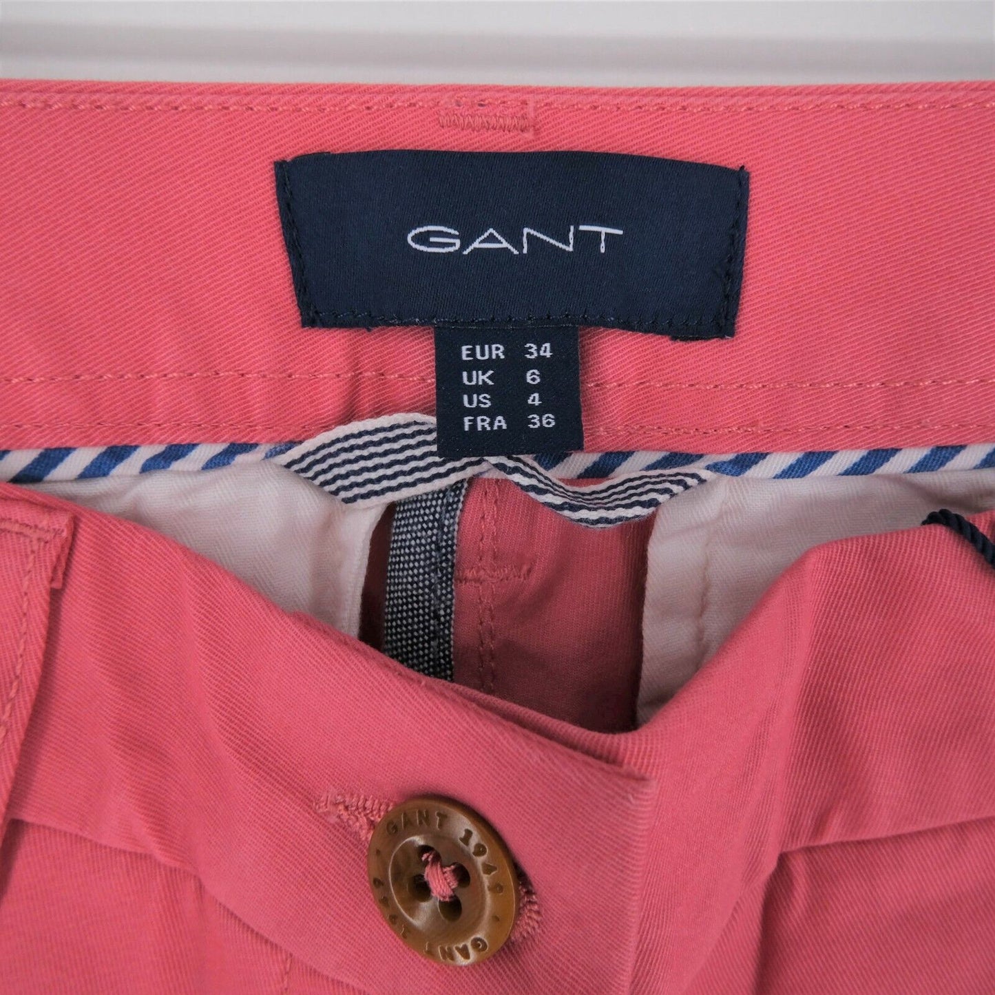 GANT Pink Classic Chino Pants Trousers Size EUR 34 UK 6 US 4