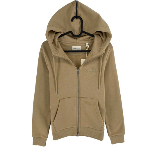 GANT Braun Tonal Shield Full Zip Hoodie Pullover Pullover Größe XS