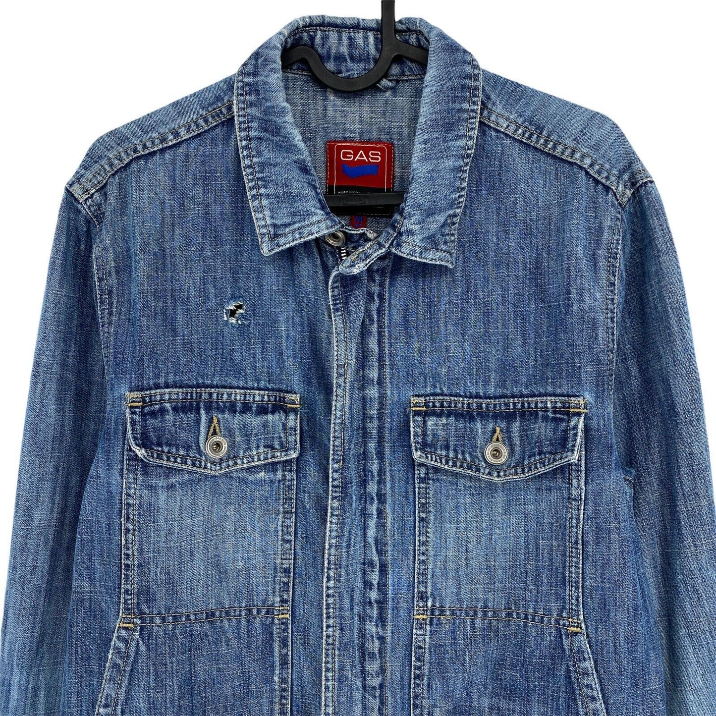 GAS BLUE JEANS Blue 100% Cotton Denim Jacket Size M