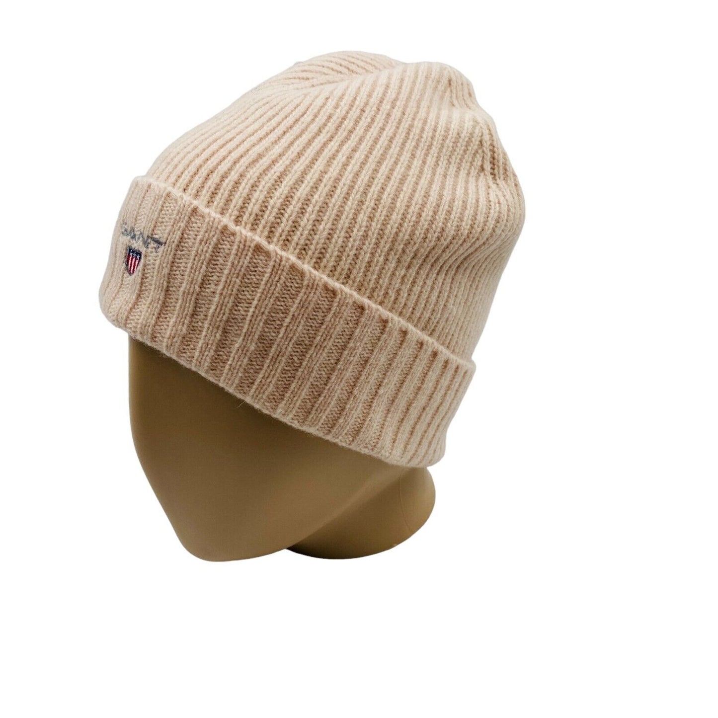 GANT Light Pink Unisex Wool Blend Lined Beanie Hat One Size