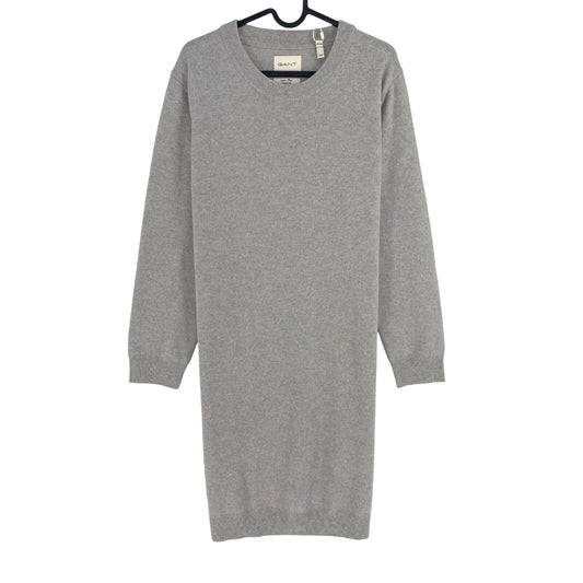 GANT Women Grey 100% Wool Long Sleeves Crew Neck Dress Size L