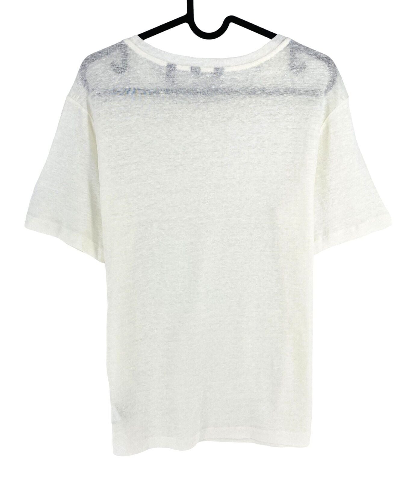 GANT Women White Linen Crew Neck Short Sleeves T Shirt Size XS