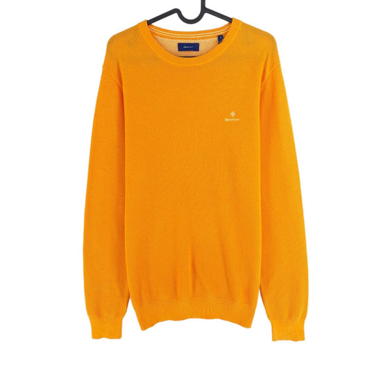 GANT Light Orange Cotton Pique Crew Neck Sweater Pullover Size M