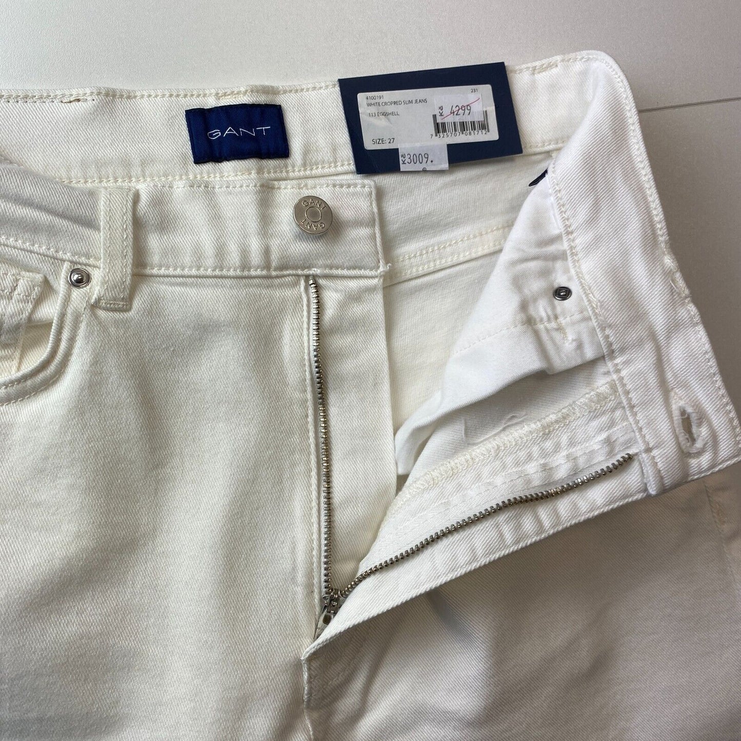 GANT Women White Slim Fit Cropped Jeans W27 L28