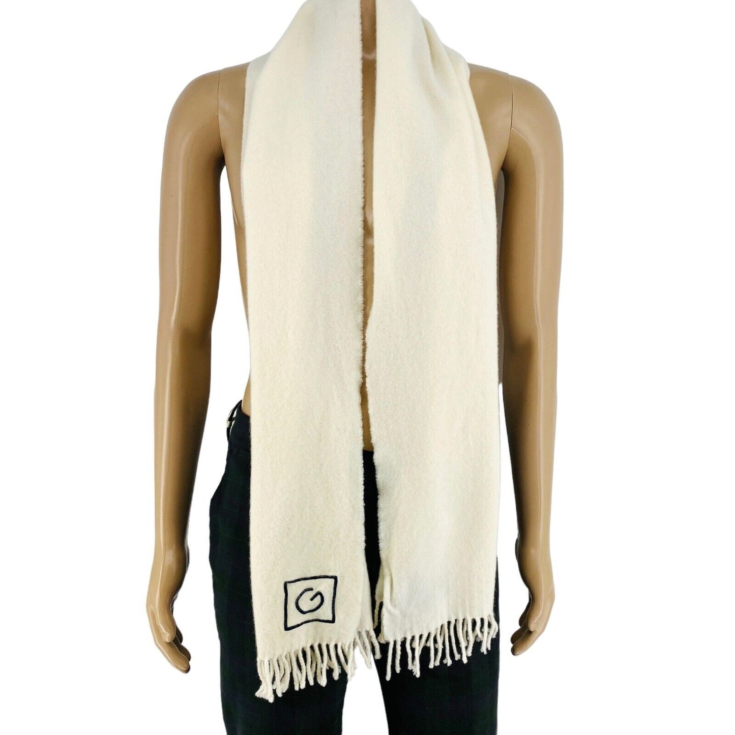 GANT White Solid 100% Wool Scarf Shawl