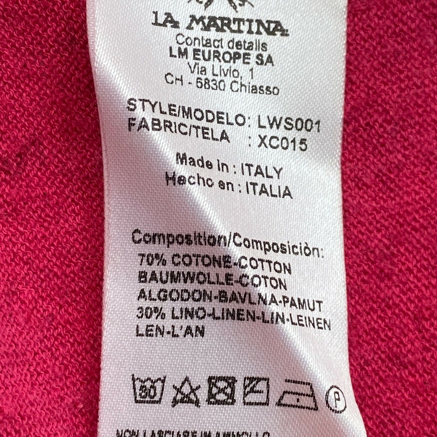 LA MARTINA Pink Crew Neck Cotton Linen Top Size 1 / XS