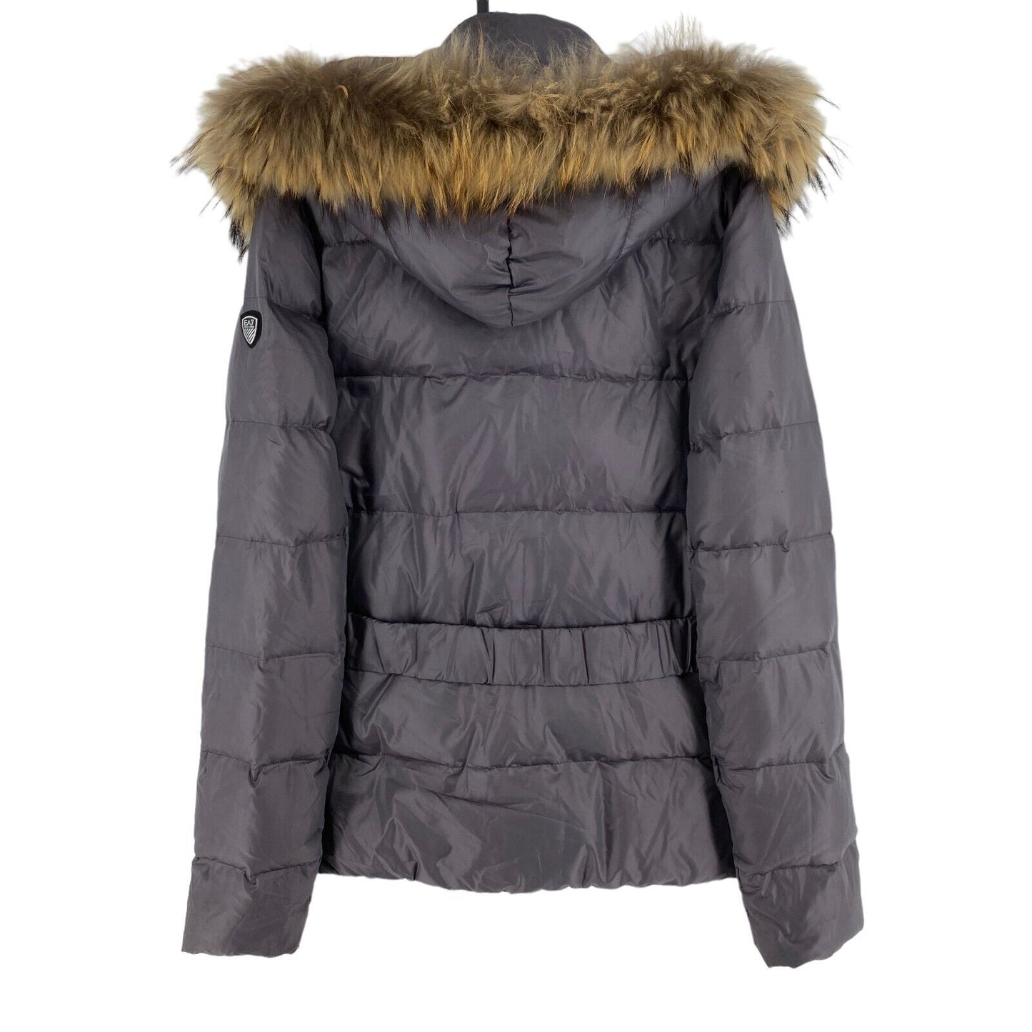 Emporio Armani Gris Foncé Ceinturé À Capuche Doudoune Manteau Taille L