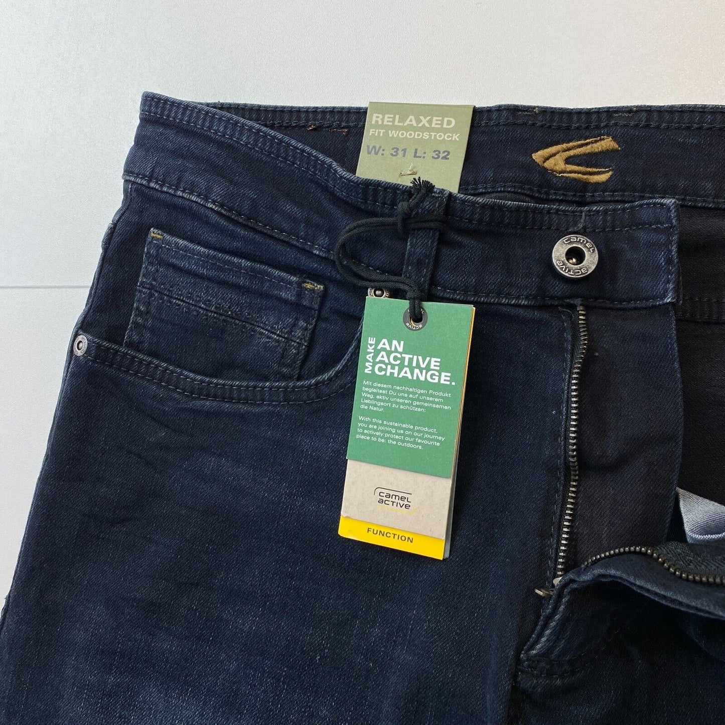 Camel Active WOODSTOCK Dark Blue Stretch Relaxed Straight Fit Jeans W31 L32