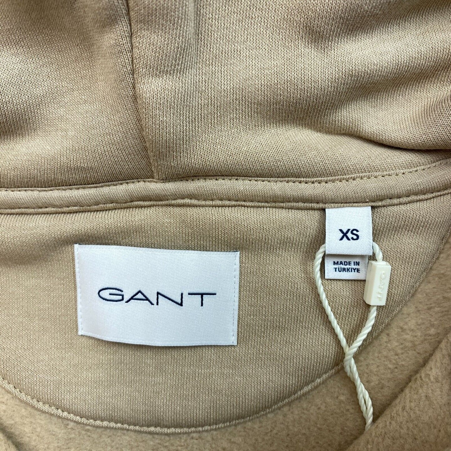 GANT Brown Tonal Shield Pull à capuche entièrement zippé Taille XS