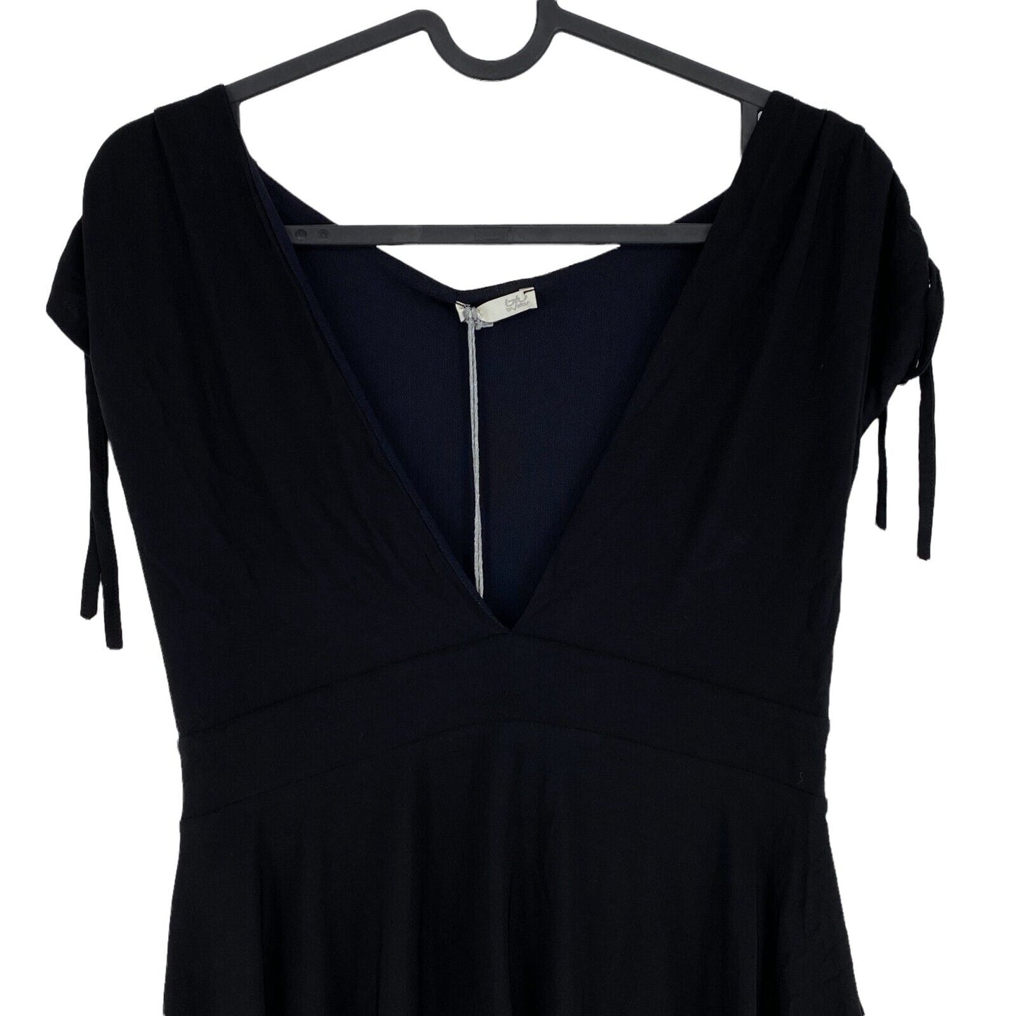 RRP €300 BYBLOS BLU Black Short Sleeve V-Neck Top Size IT 42 46 UK 10 14 US 6 10