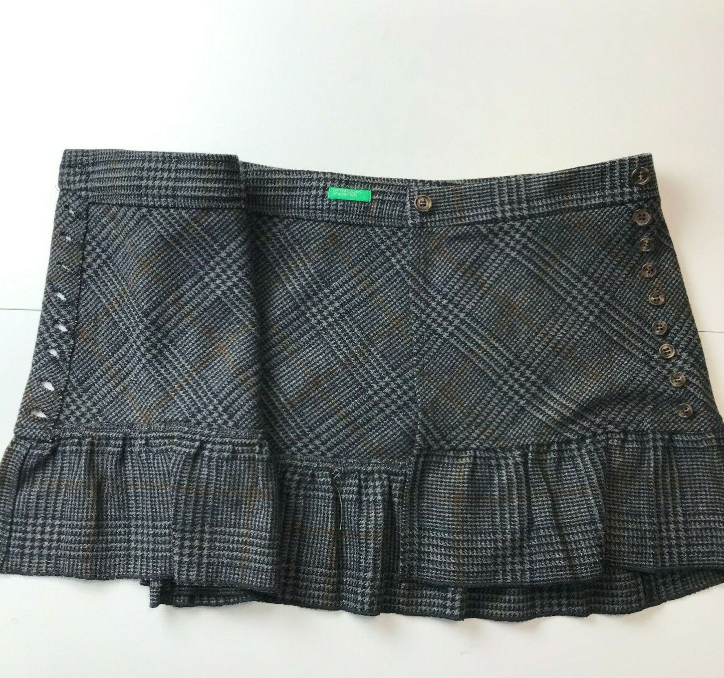 UNITED COLORS OF BENETTON Grey Regular Fit Wool Blend Skirt Size EUR 38 W28