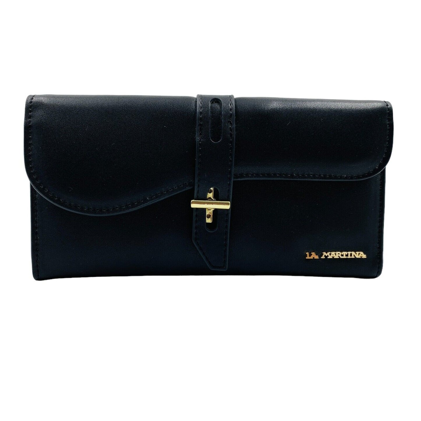 La Martina Black Women Logo Calf Leather Wallet