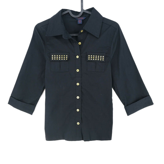 DEREON Black 3/4 Sleeve Button Up Shirt Size M