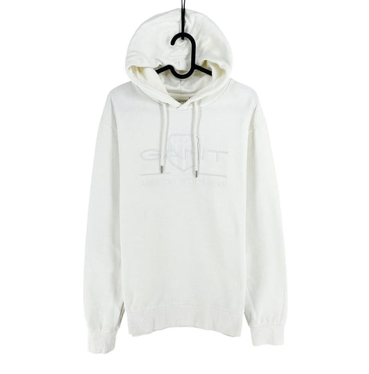 GANT Men White Tonal Archive Shield Hoodie Sweater Jumper Size L