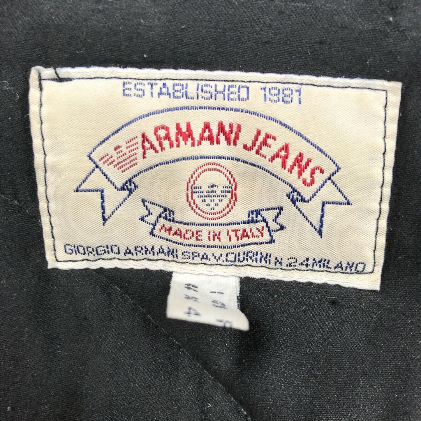 ARMANI JEANS Black 100% Cotton Quilted Jacket Coat Size 44 UK 14 US 10