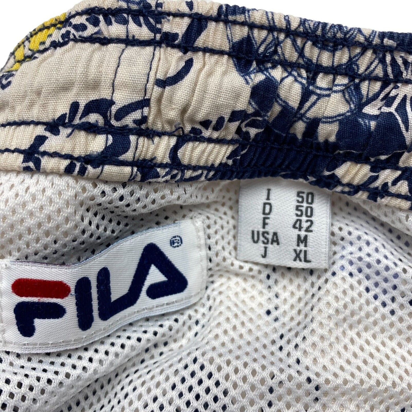 FILA Batik Beige 100% Cotton Swimwear Swimming Trunks Shorts Size M