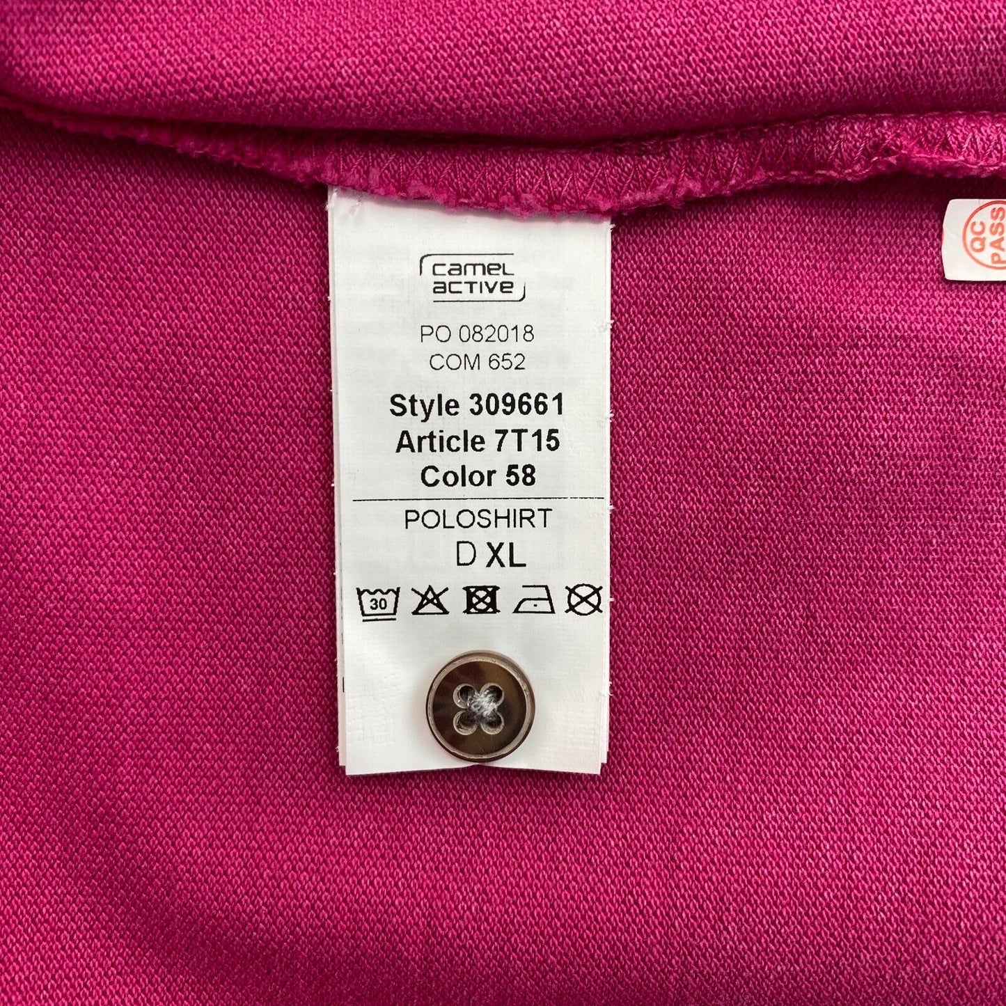 Camel Active Women Dark Pink Solid Short Sleeves Pique Polo Shirt Size XL