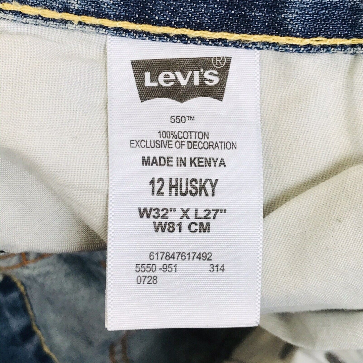 Vintage Levi's 550 Boys Blue Relaxed Straight Fit Jeans 12 H / W32 L27