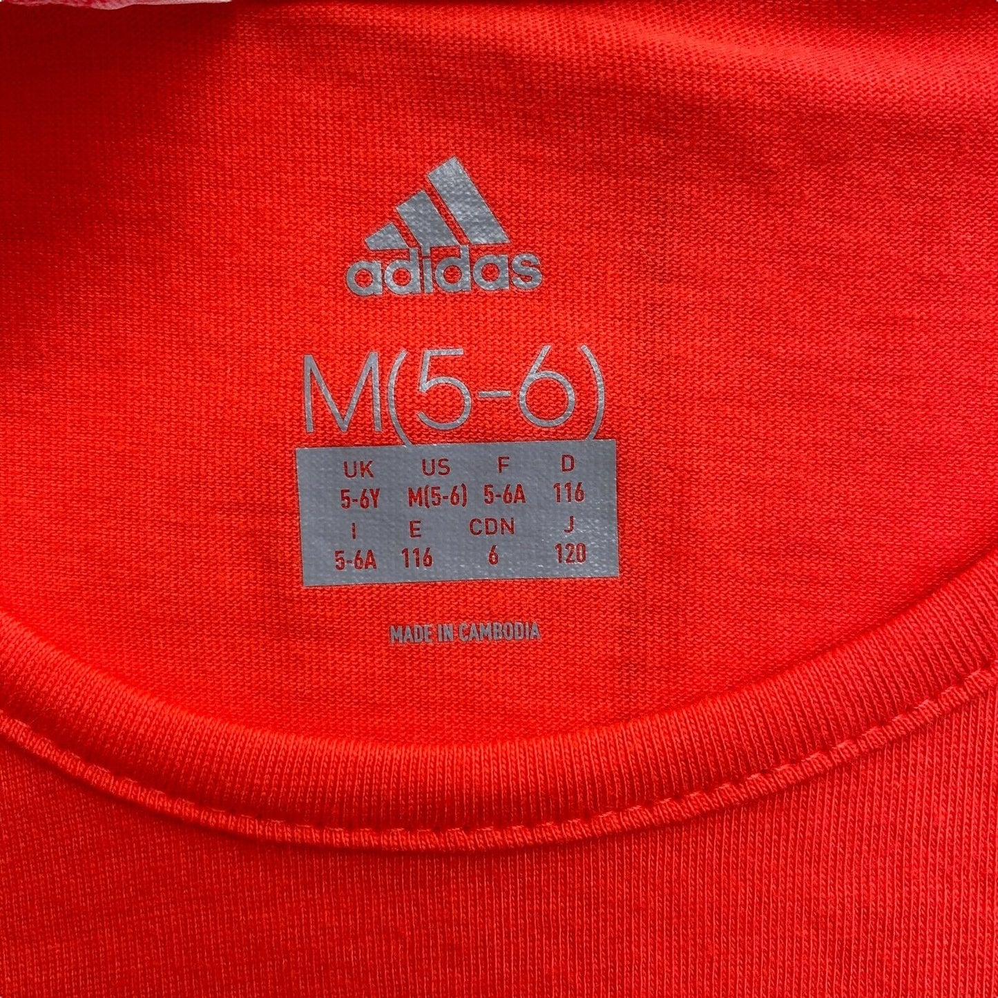 Adidas Red Cotton Crew Neck T Shirt Size 5 - 6 Years