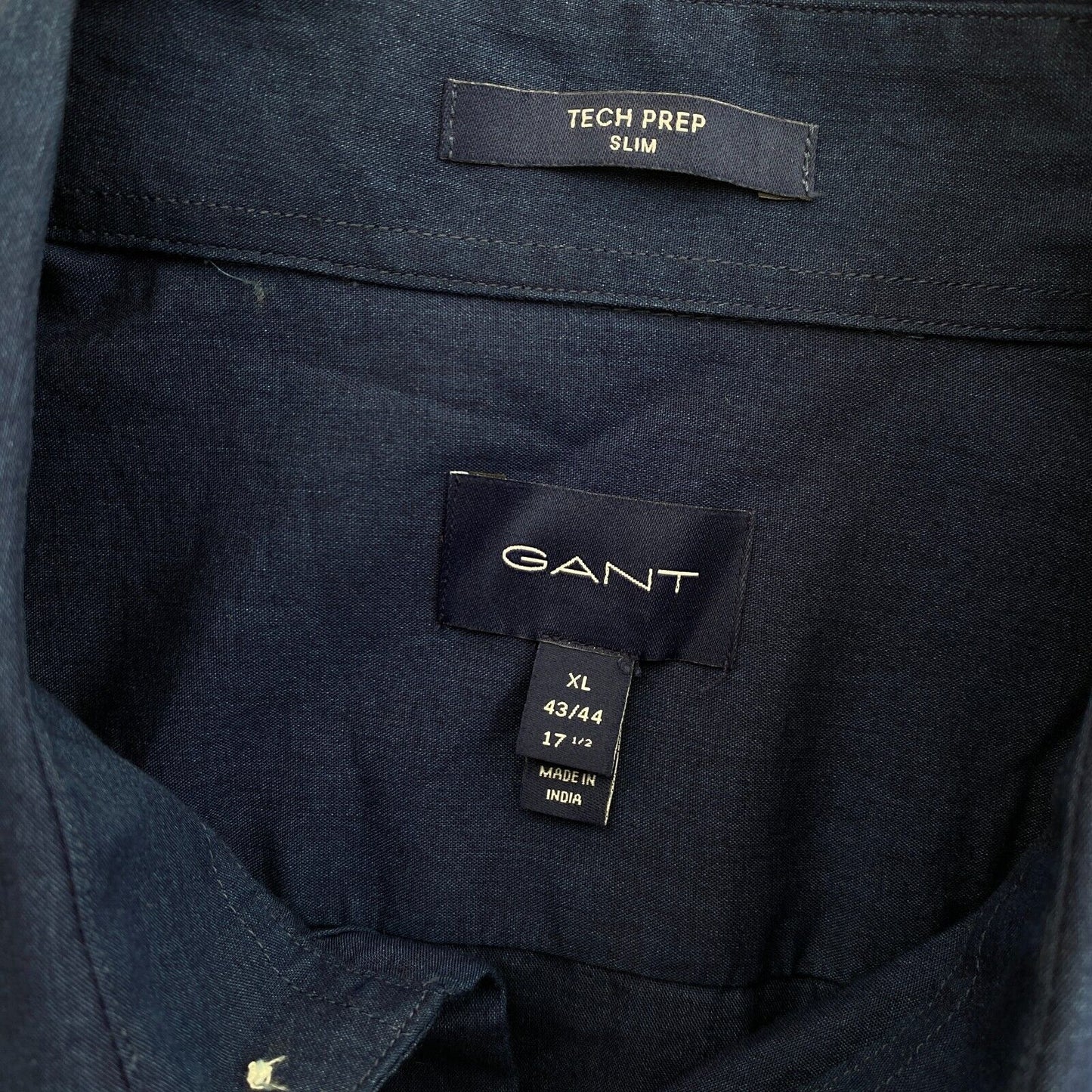 GANT Marineblau Tech Prep Indigo Slim Fit Hemd einfarbig Größe XL 43/44 17,5