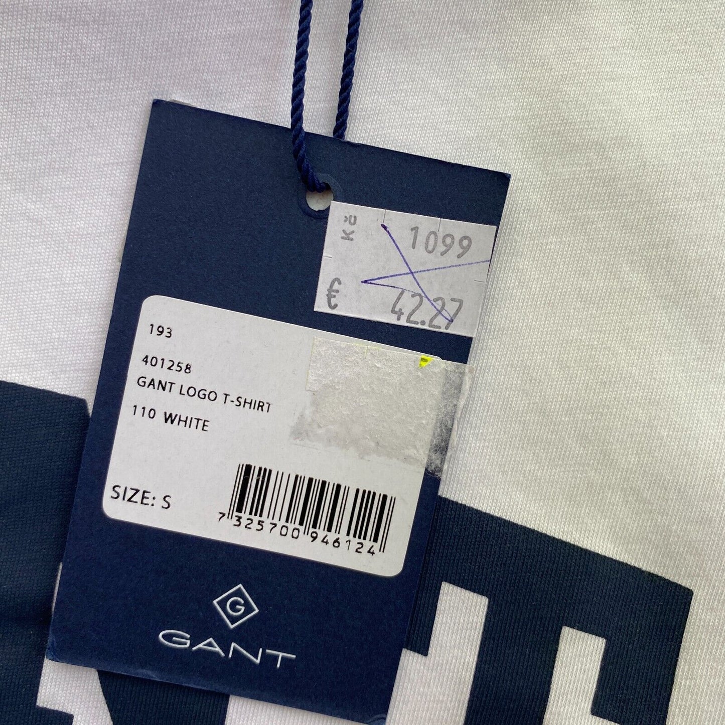 GANT White Logo Crew Neck T Shirt Size S