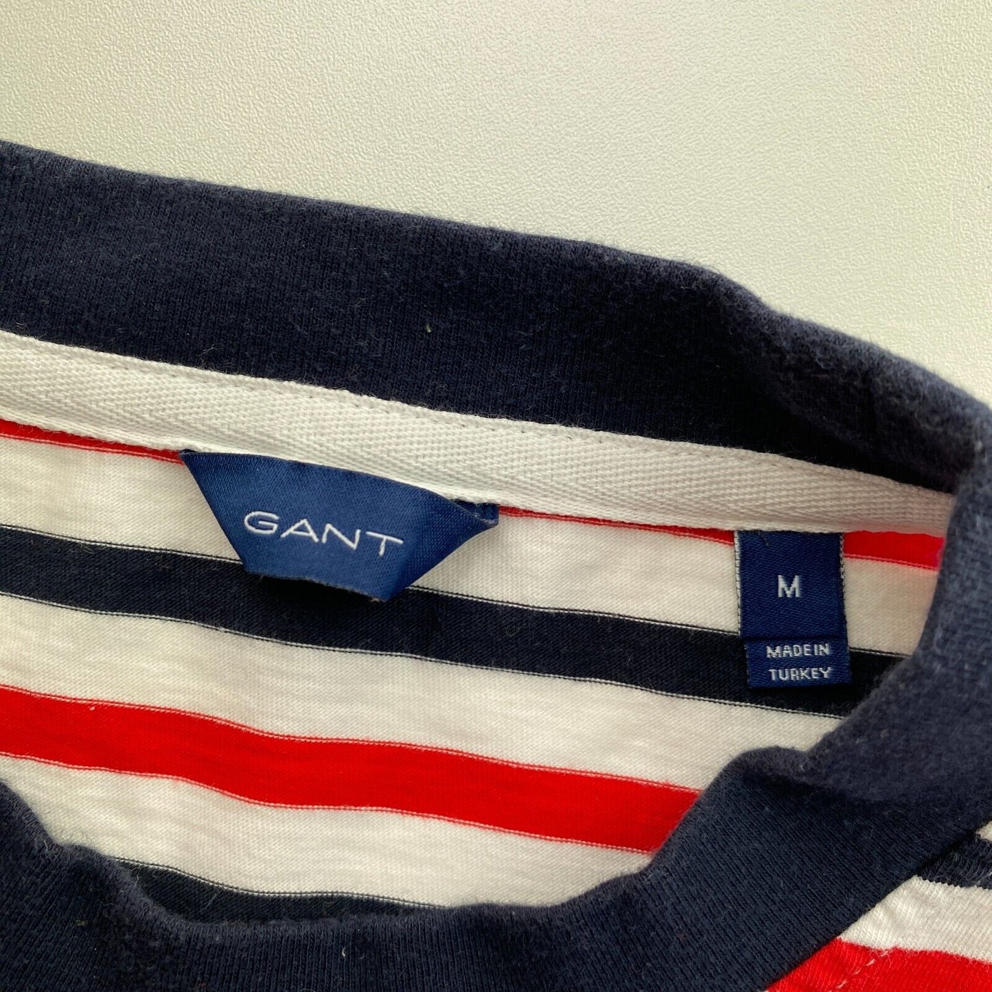 GANT Navy Blue Striped Crew Neck SS T Shirt Size M