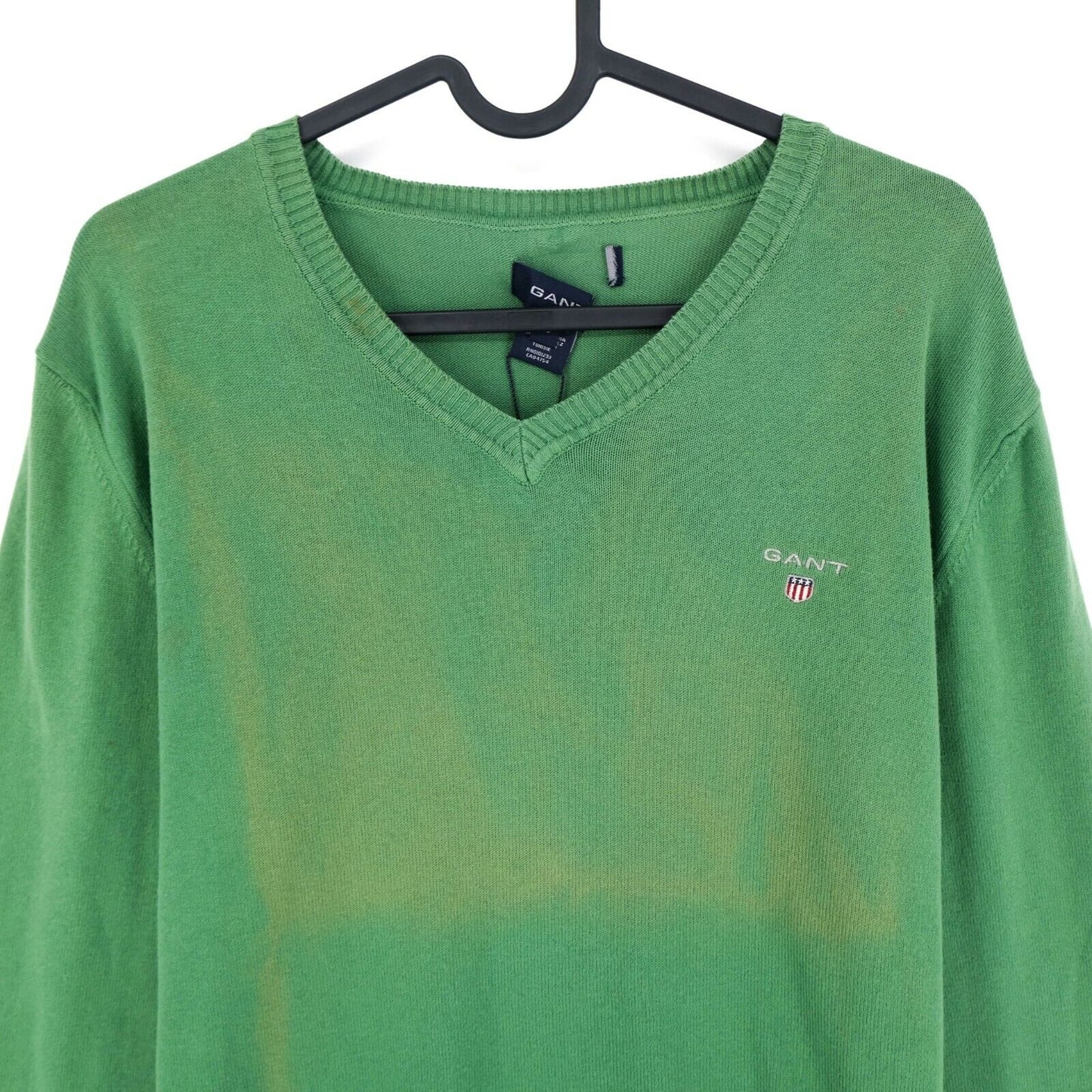 GANT Green V Neck Jumper Sweater Pullover Size S