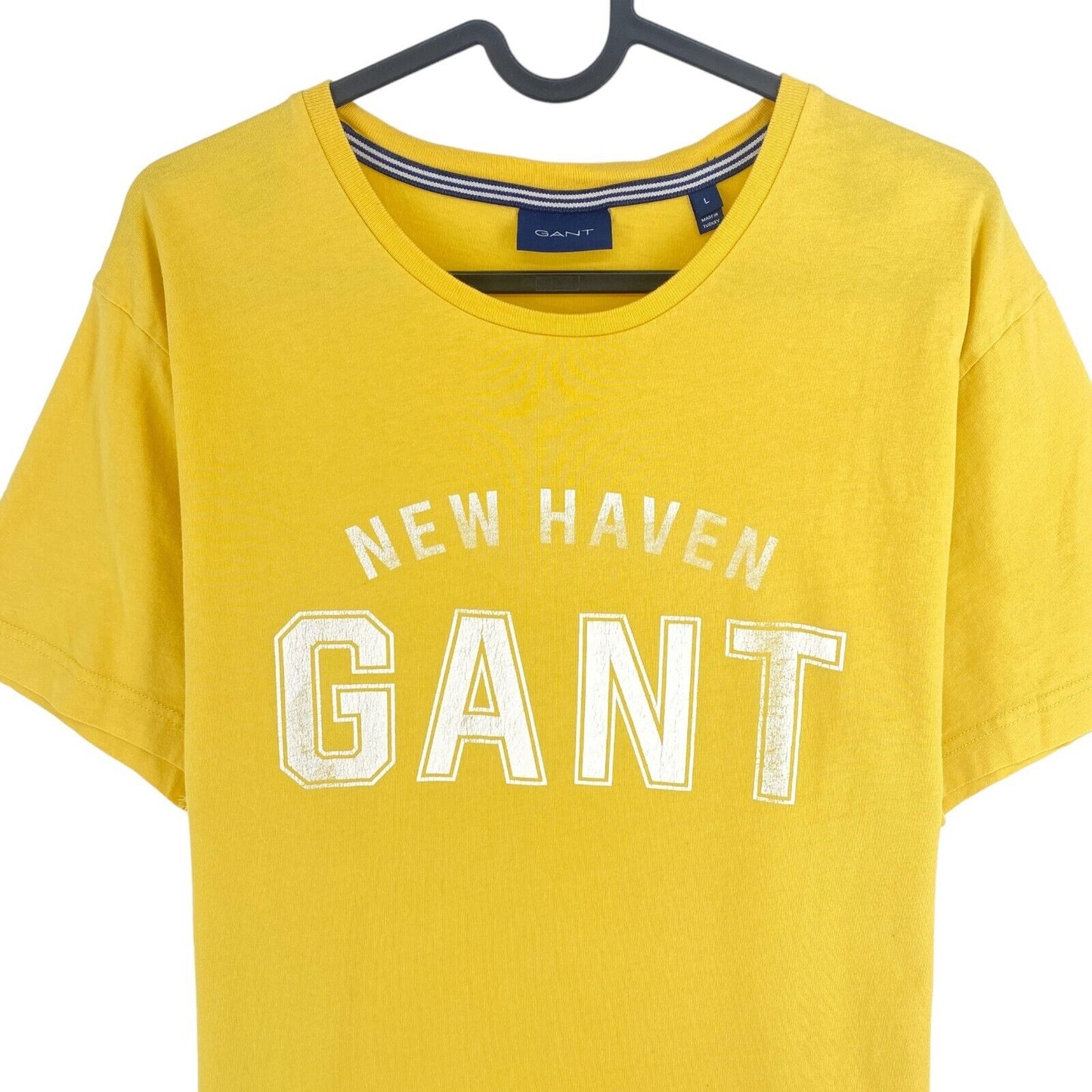 GANT Men Yellow Logo Crew Neck Short Sleeves T Shirt Size L