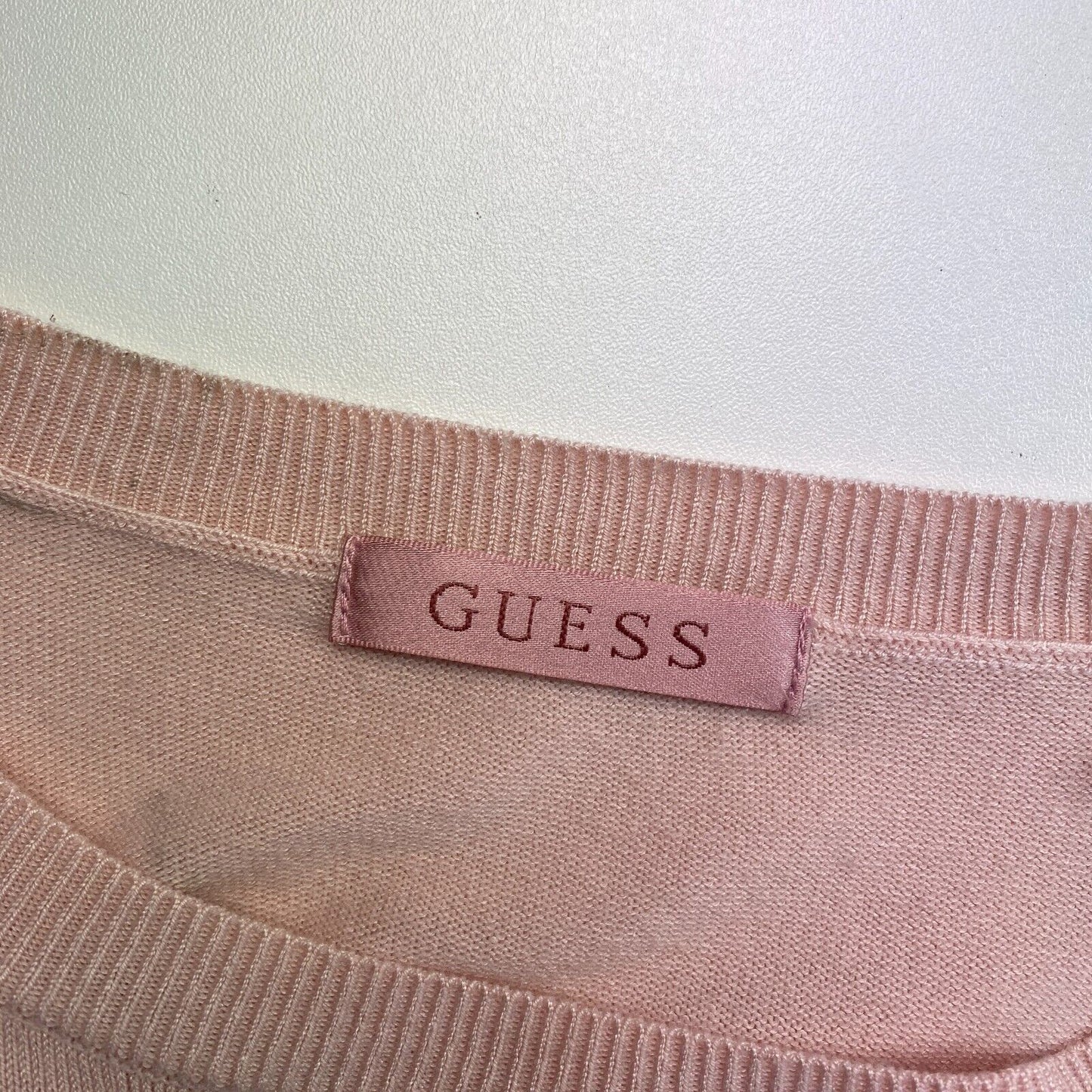 GUESS Women Light Pink Crew Neck Jumper Sweater Size S