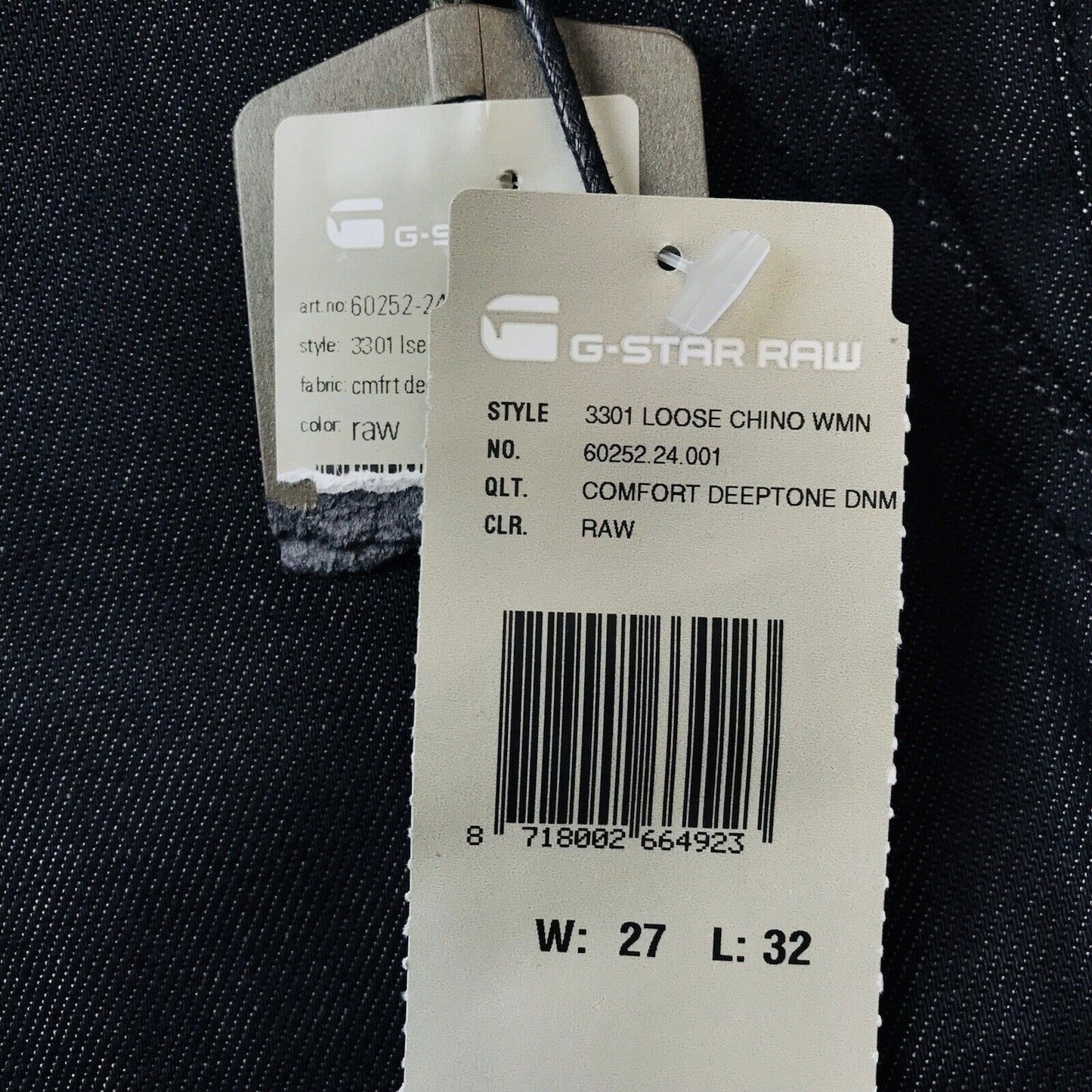 G-STAR RAW 3301 Damen Chinohose in lockerer Passform, Schwarz, W27 L32