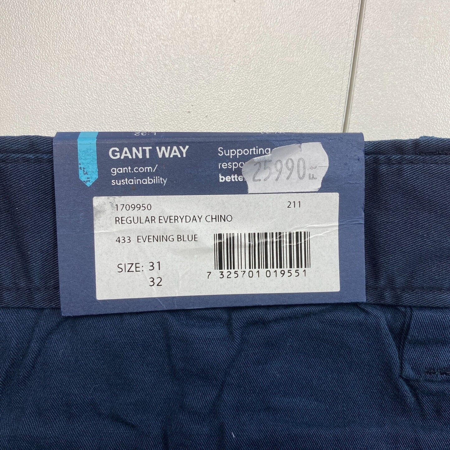 GANT Navy Blue Regular Everyday Chino Pants Trousers Size W31 L32